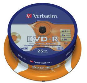 Disk Verbatim DVD-R 4.7GB, 8x, printable, 25-cake (43634)