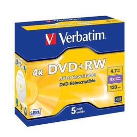 Disk Verbatim DVD+RW 4,7GB, 4x, jewel box, 5ks (43229)