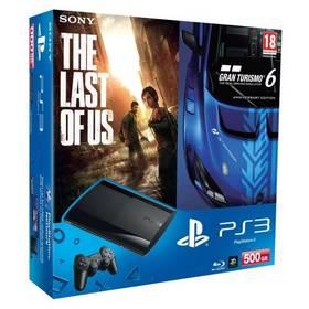 Herní konzole Sony PlayStation 3 500GB + hra Gran Turismo 6 + hra The Last of Us (PS719250784) černá