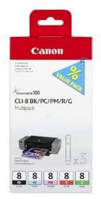 Inkoustová náplň Canon CLI-8 Bk/PC/PM/R/G (0620B027) černá/červená/modrá/žlutá (poškozený obal 2000006890)