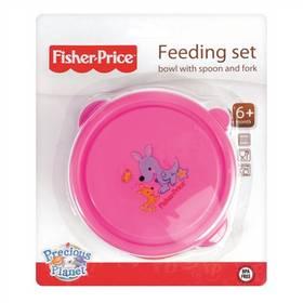 Jídelní souprava Fisher-Price miska+lžička+vidlička růžová