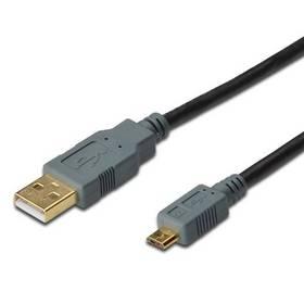 Kabel Digitus USB 2.0 A - microB stíněný, 1m (AK-300110-010-S) černý