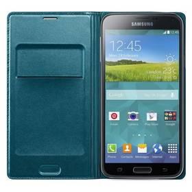 Kryt na mobil Samsung EF-WG900BG flip s kapsou pro Galaxy S5 (SM-G900) - topaz (EF-WG900BGEGWW)