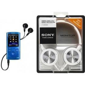 MP4 přehrávač Sony NWZ-E384LMDHI + sluchátka MDRZX300W (NWZE384LMDHI.YS) modrý