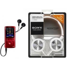 MP4 přehrávač Sony NWZ-E384RMDHI + sluchátka MDRZX300W (NWZE384RMDHI.YS) červený