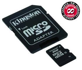 Paměťová karta Kingston MicroSDHC 8GB Class10 + adapter (SDC10/8GB)