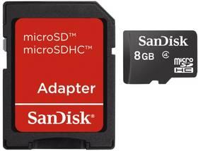 Paměťová karta Sandisk Micro SDHC 8GB Class 4 + adaptér (90977) černá