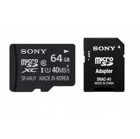 Paměťová karta Sony MicroSDXC 64GB Class 10 UHS 1 + adapter (SR64UYA) černá