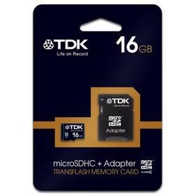 Paměťová karta TDK Micro SDHC 16GB Class 4 + adaptér (t78724) šedá