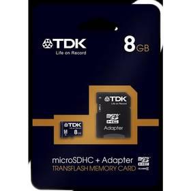 Paměťová karta TDK Micro SDHC 8GB Class 4 + adaptér (t78537) černá