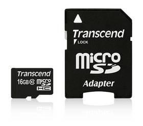 Paměťová karta Transcend MicroSDHC 16GB Class10 + adapter (TS16GUSDHC10)