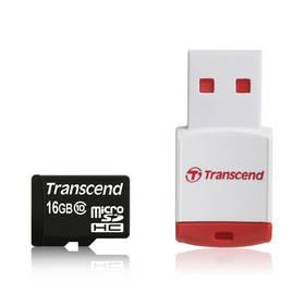 Paměťová karta Transcend MicroSDHC 16GB Class10 + USB reader (TS16GUSDHC10-P3)