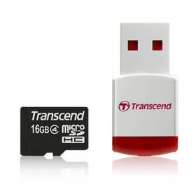 Paměťová karta Transcend MicroSDHC 16GB Class4 + USB reader (TS16GUSDHC4-P3)