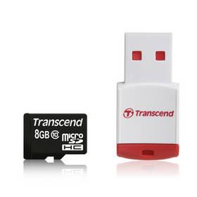 Paměťová karta Transcend MicroSDHC 8GB Class10 + USB reader (TS8GUSDHC10-P3)