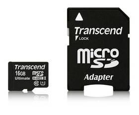 Paměťová karta Transcend MicroSDHC Ultimate 16GB Class 10 UHS-1 U1 + adapter (TS16GUSDHC10U1)