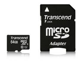Paměťová karta Transcend MicroSDXC Premium 64GB UHS-I 300x + adapter (TS64GUSDU1)