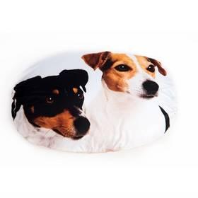 Polštář Samohýl ovál textil Foto Jack Russel 50 cm béžový