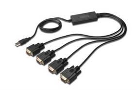 Převodník Digitus USB 2.0 - 4x, RS232 1,5m (DA-70159)