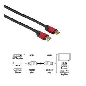 Propojovací kabel Hama HDMI vidlice - HDMI vidlice v. 1.4, Ethernet kanál, 3m (83081) černý