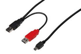Redukce Digitus 2x USB A na mini USB B (AK-300113-010-S) černá/červená
