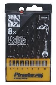 Sada vrtáků Black-Decker X56006, 8-dílná, do dřeva 3-10 mm černé