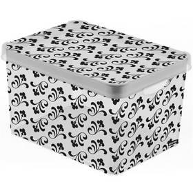 Úložný box Curver Milky - Dark Arabesque 04711-A53, vel. L černý/šedý/bílý